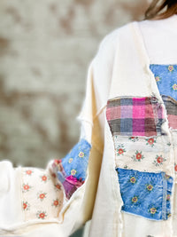 Johanne Patchwork Terry Knit Top - FINAL SALE