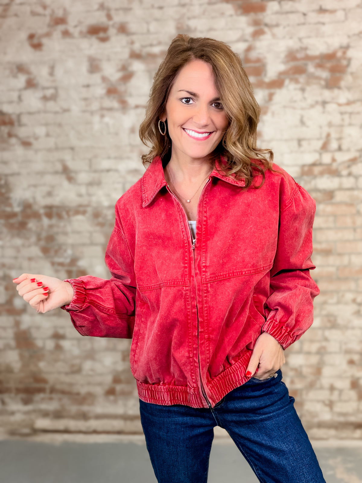 Rhoda Front Zip Washed Jacket - FINAL SALE
