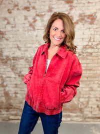Rhoda Front Zip Washed Jacket - FINAL SALE