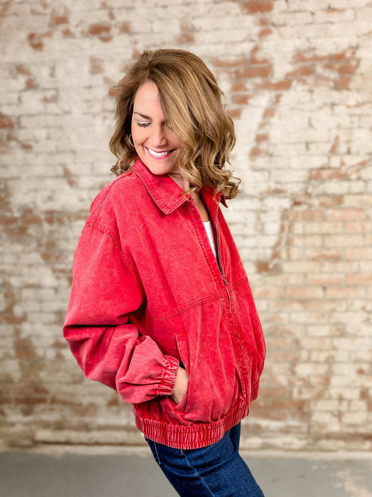 Rhoda Front Zip Washed Jacket - FINAL SALE