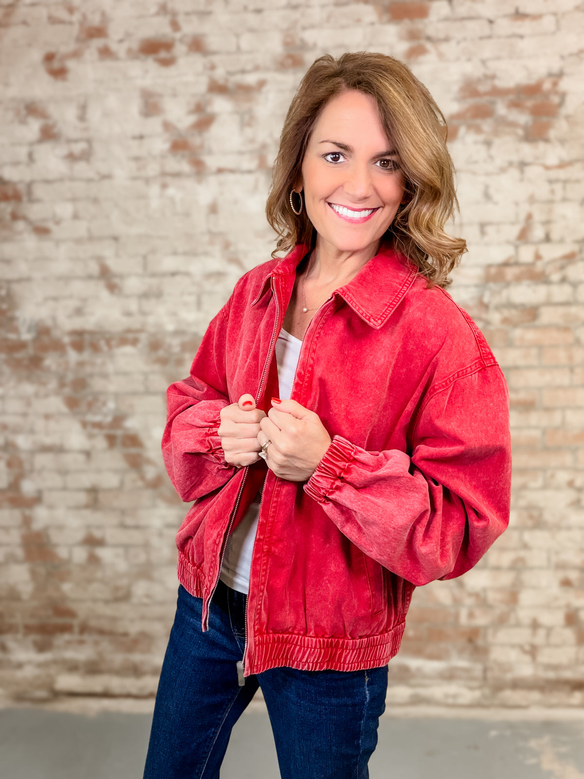 Rhoda Front Zip Washed Jacket - FINAL SALE