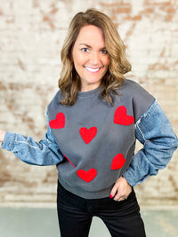 Lori Embroidered Heart Top-FINAL SALE