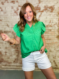 Lia Ruffle Solid Top