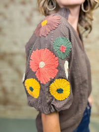 THML Luna Embroidered Sleeve Top