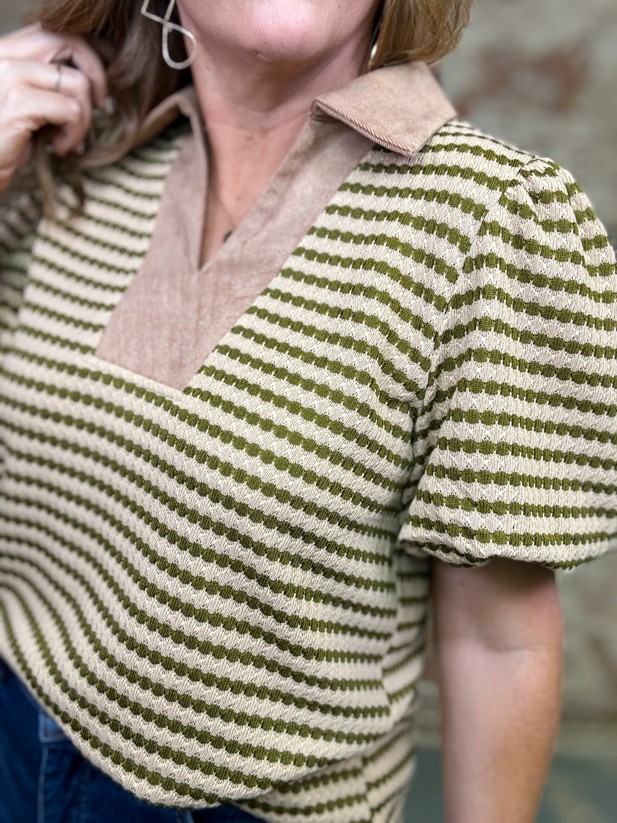 Jeanette Textured Stripe Top