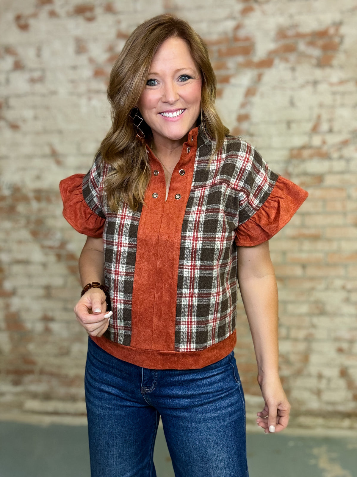 Luca Plaid Top