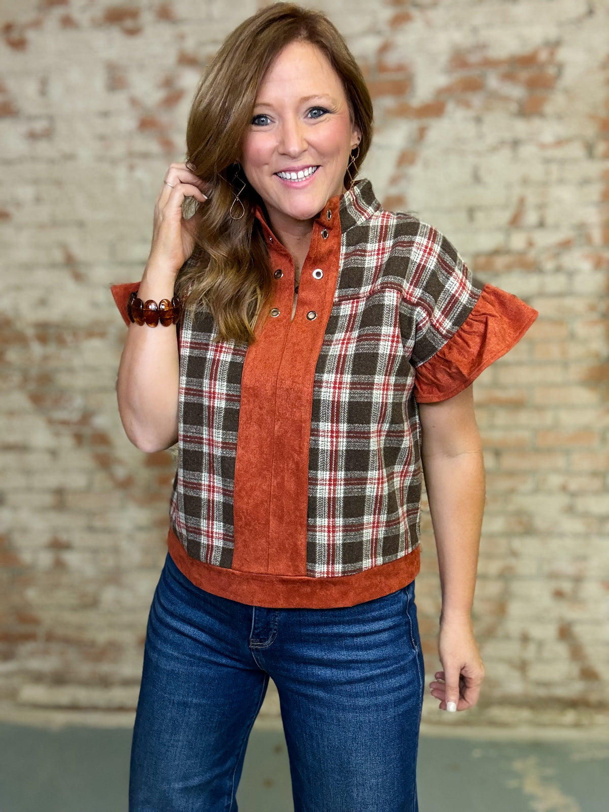 Luca Plaid Top