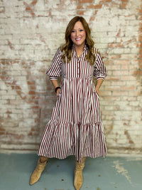 Tanesha Stripe Midi Dress