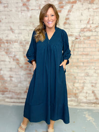 Lizza Seersucker Midi Dress