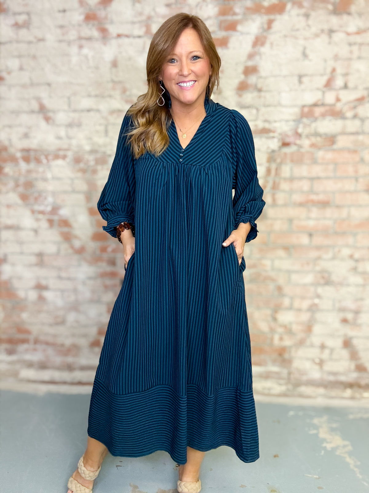 Lizza Seersucker Midi Dress