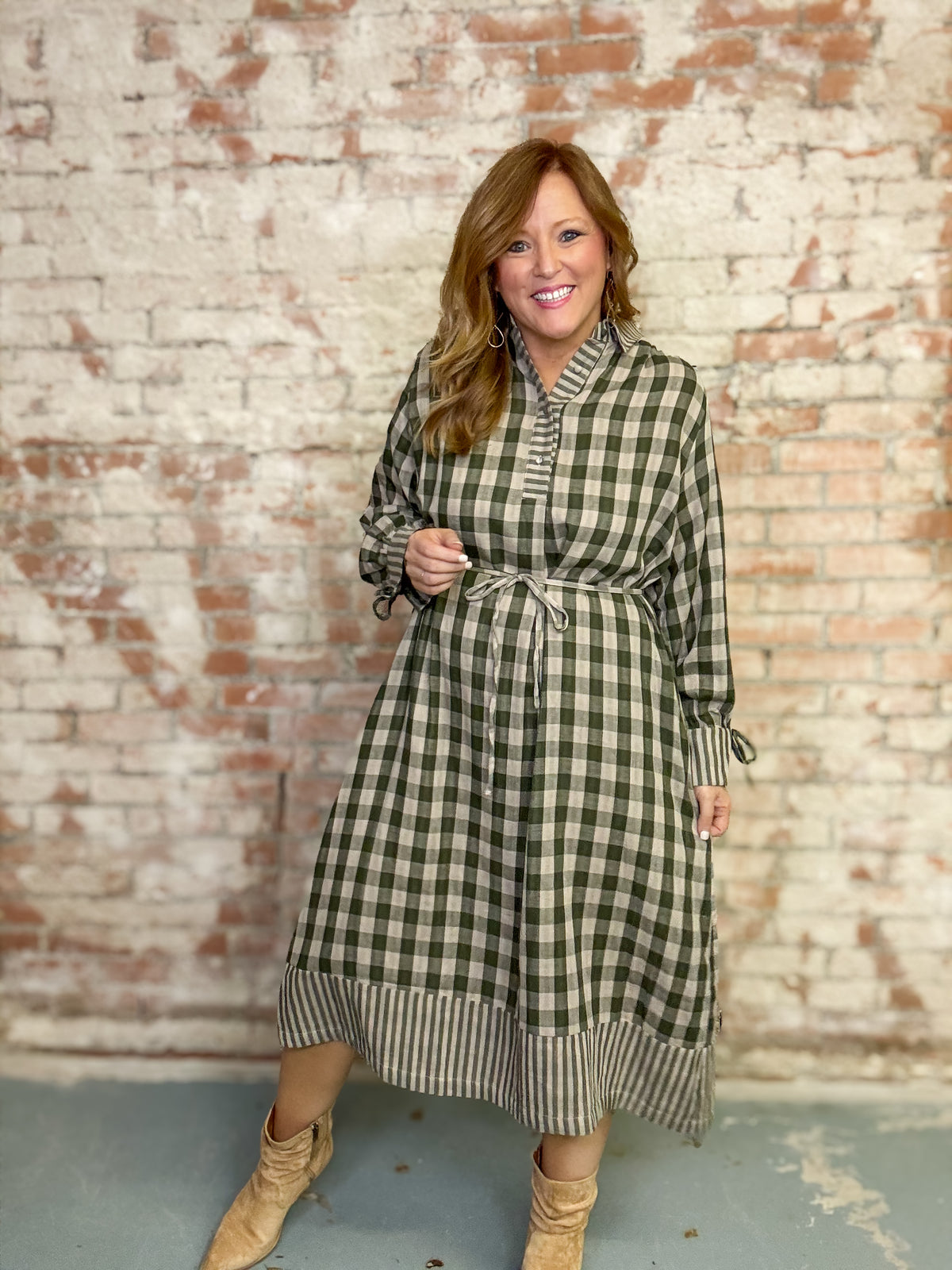 Esther Plaid Midi Dress