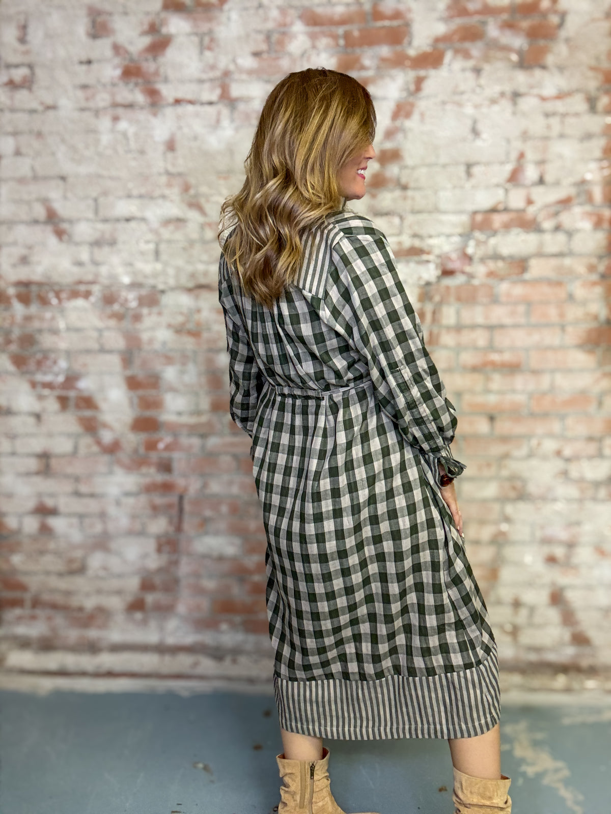 Esther Plaid Midi Dress