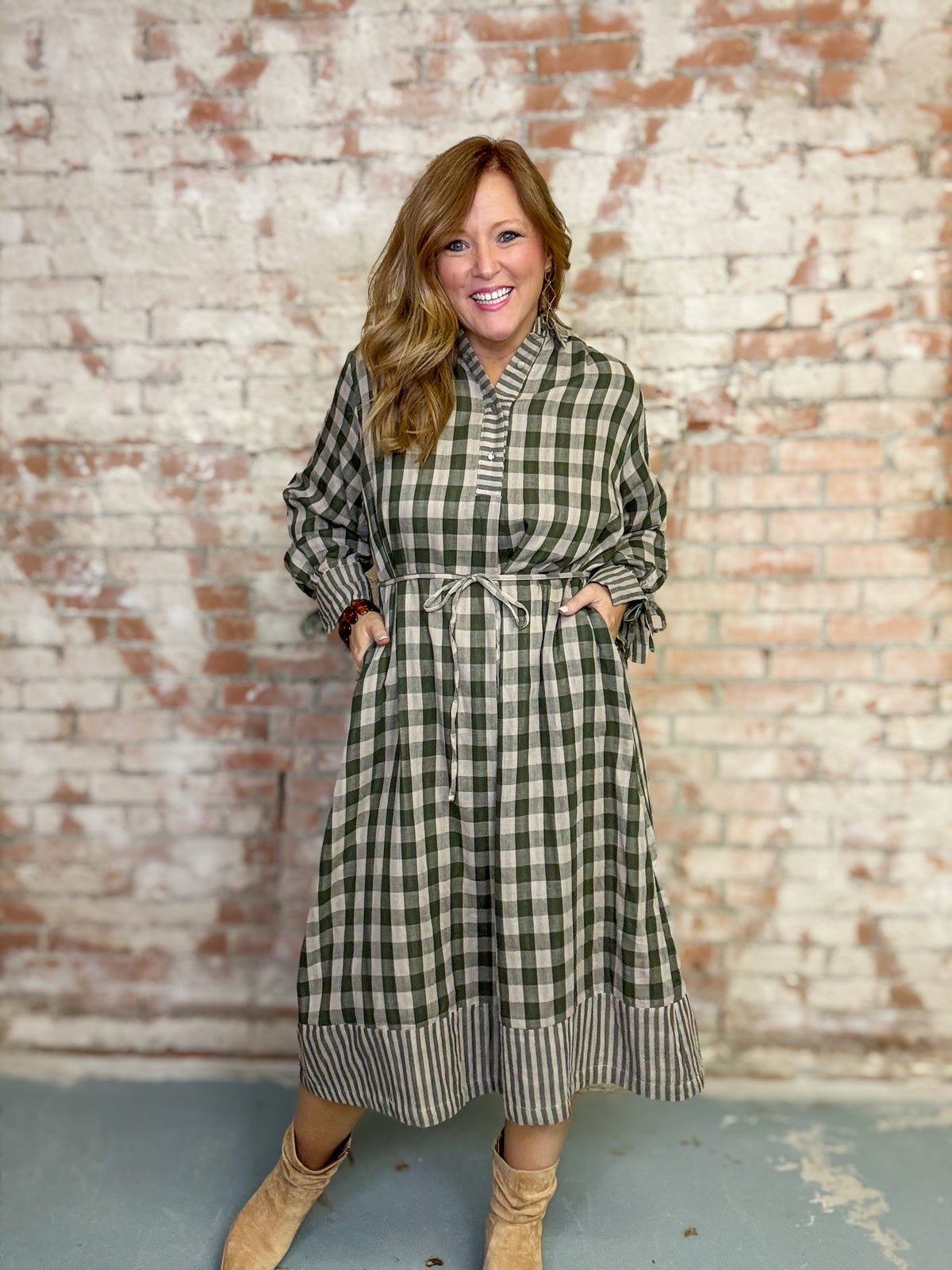 Esther Plaid Midi Dress