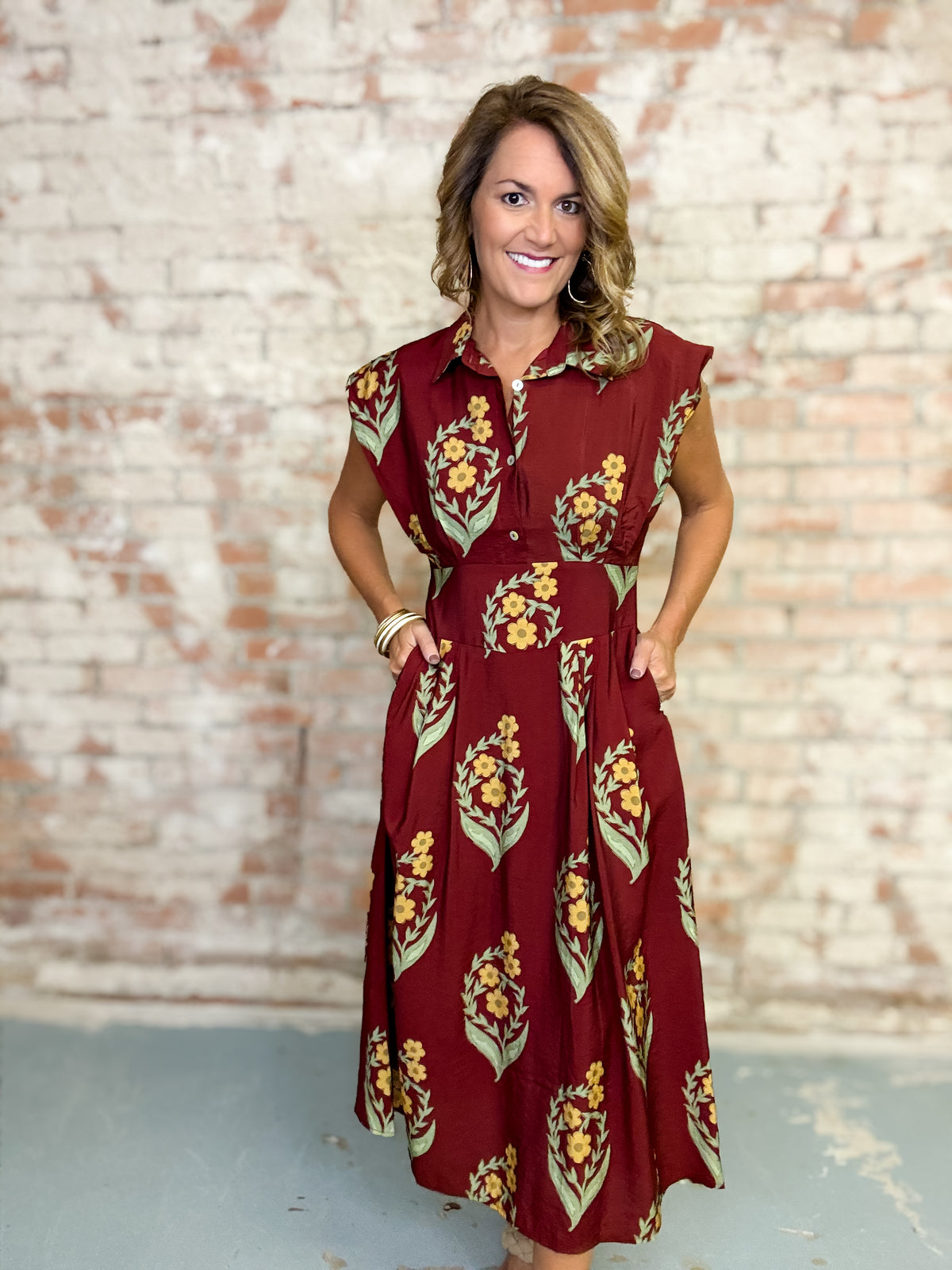 THML Franklin Flower Midi Dress