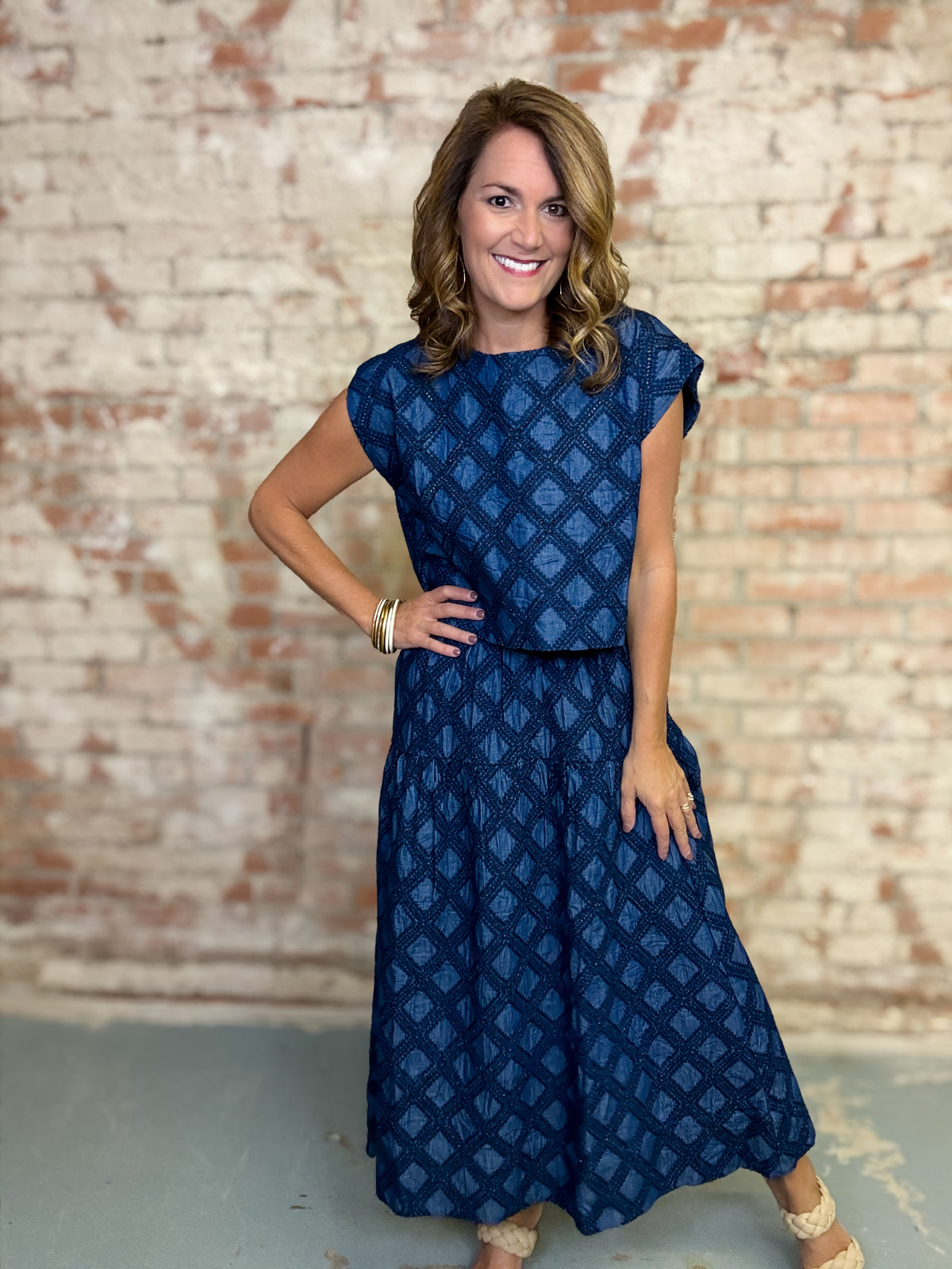 Denim Eyelet Greta Skirt Set | Sunshine Tienda