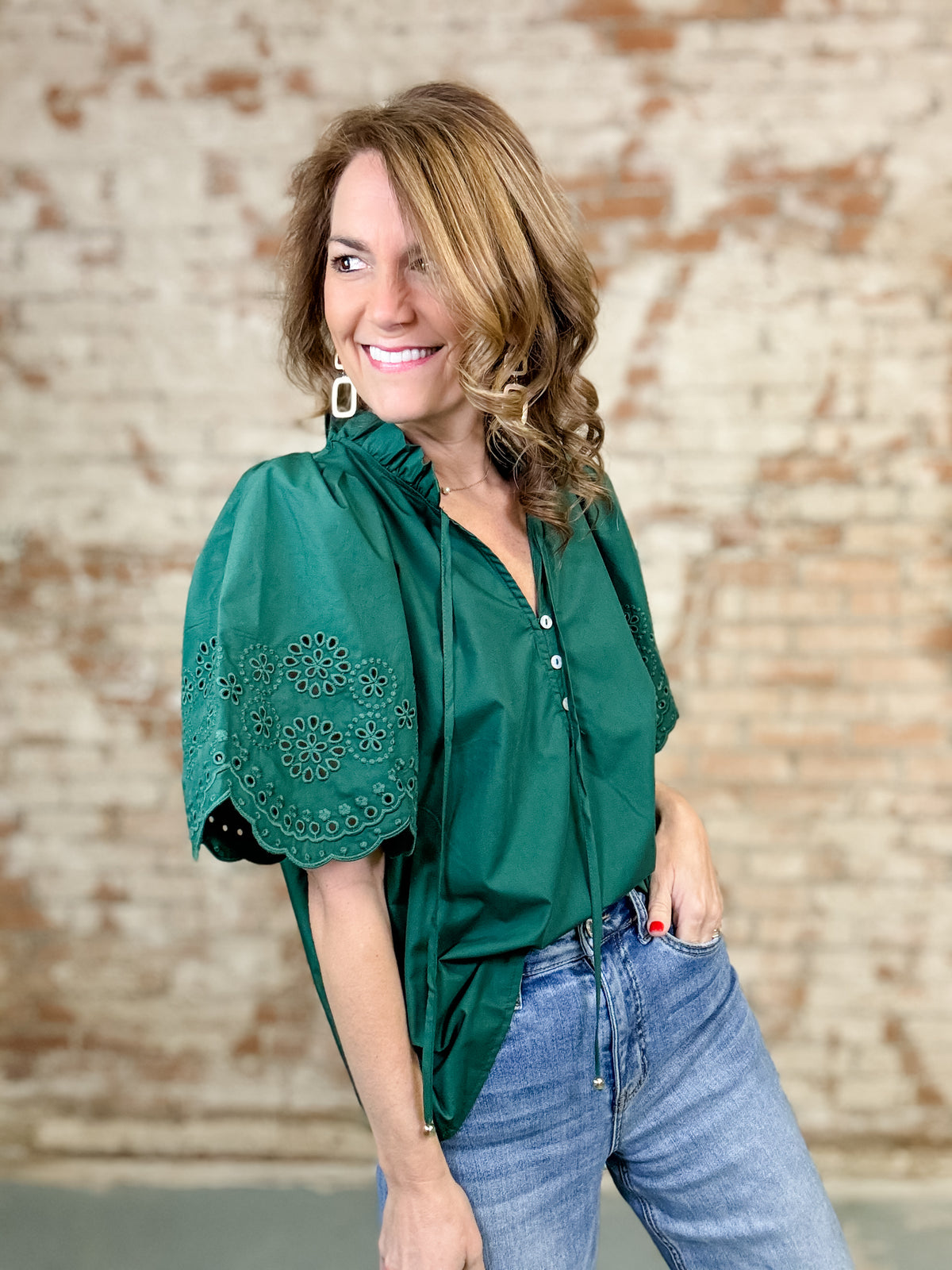 Kari Eyelet Embroidery Top - FINAL SALE