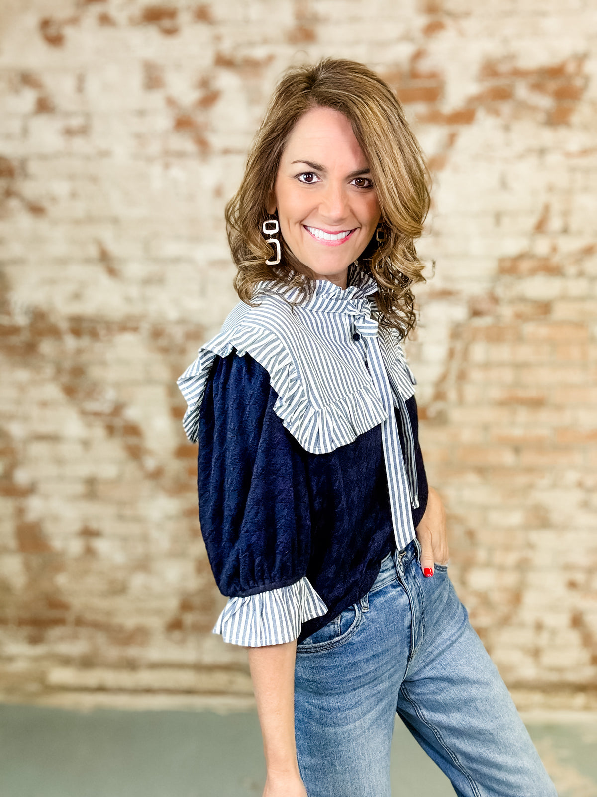 Darius Ruffle Stripe Knit Top - FINAL SALE