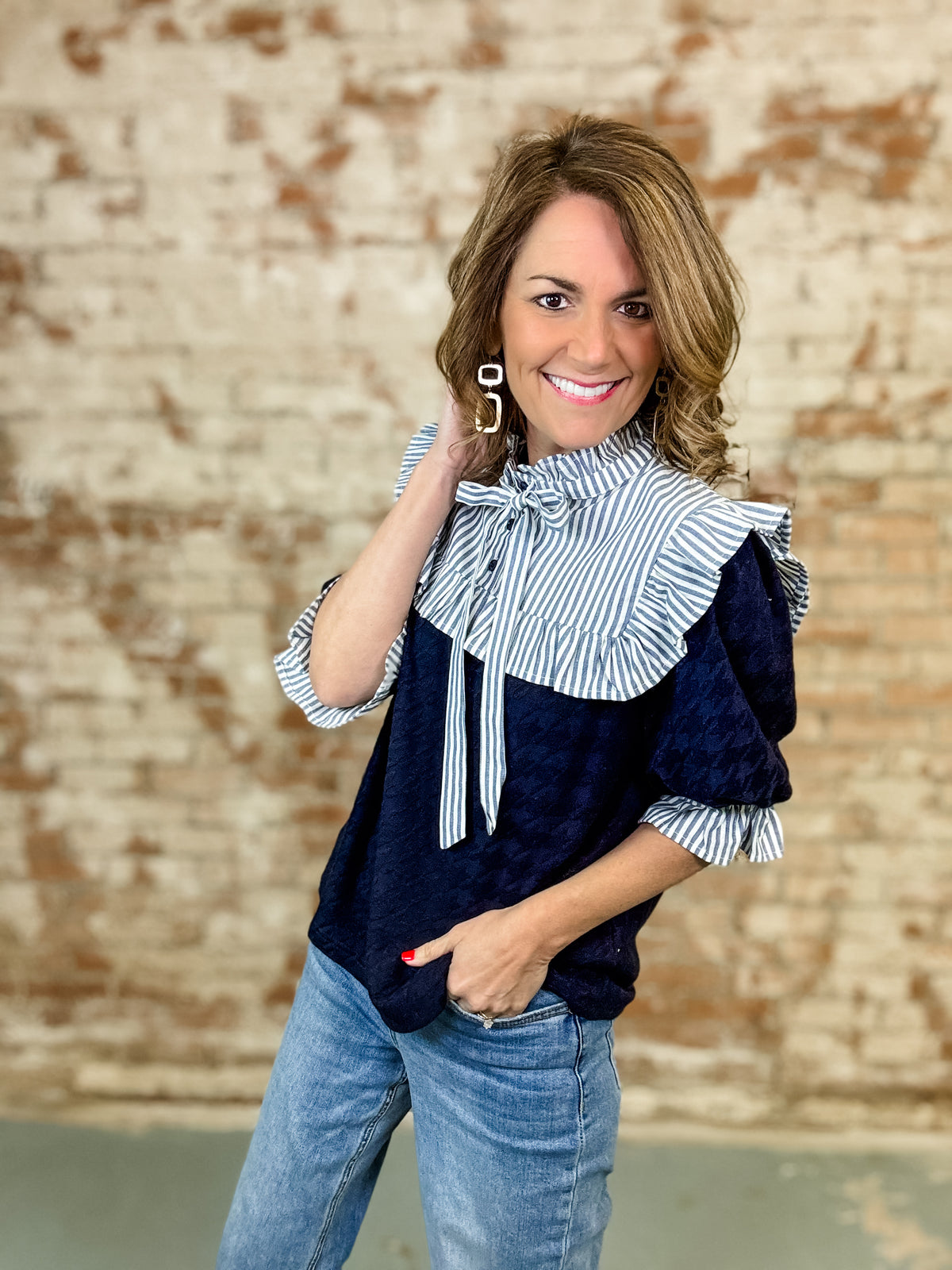 Darius Ruffle Stripe Knit Top - FINAL SALE