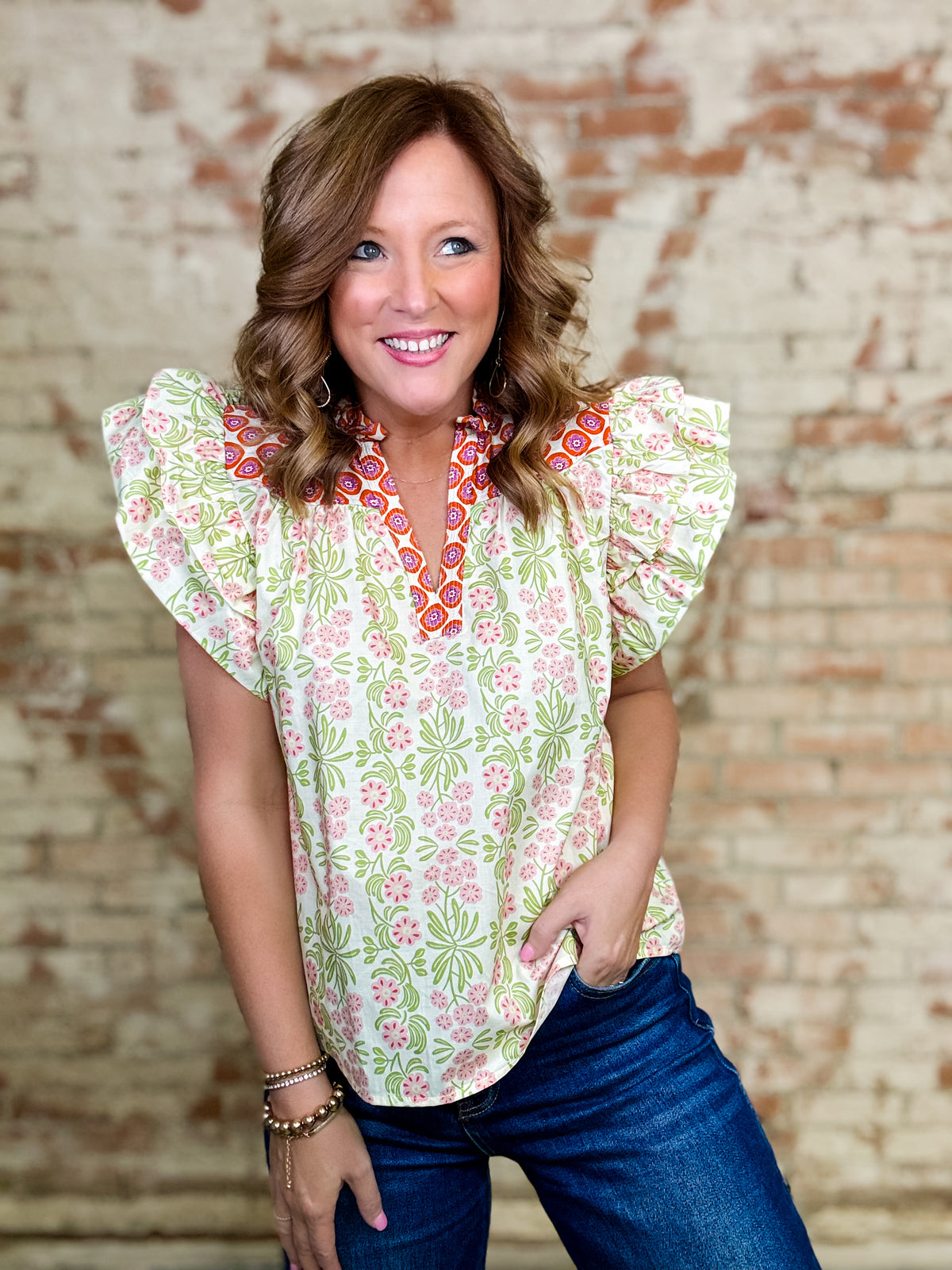 THML Acadia Ruffle Sleeve Top - FINAL SALE