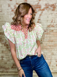 THML Acadia Ruffle Sleeve Top - FINAL SALE