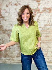 Quinn Pearl Collared Textured Top - FINAL SALE