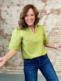 Quinn Pearl Collared Textured Top - FINAL SALE