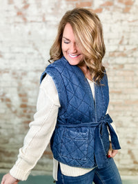 Carrie Denim Quilted Vest - FINAL SALE