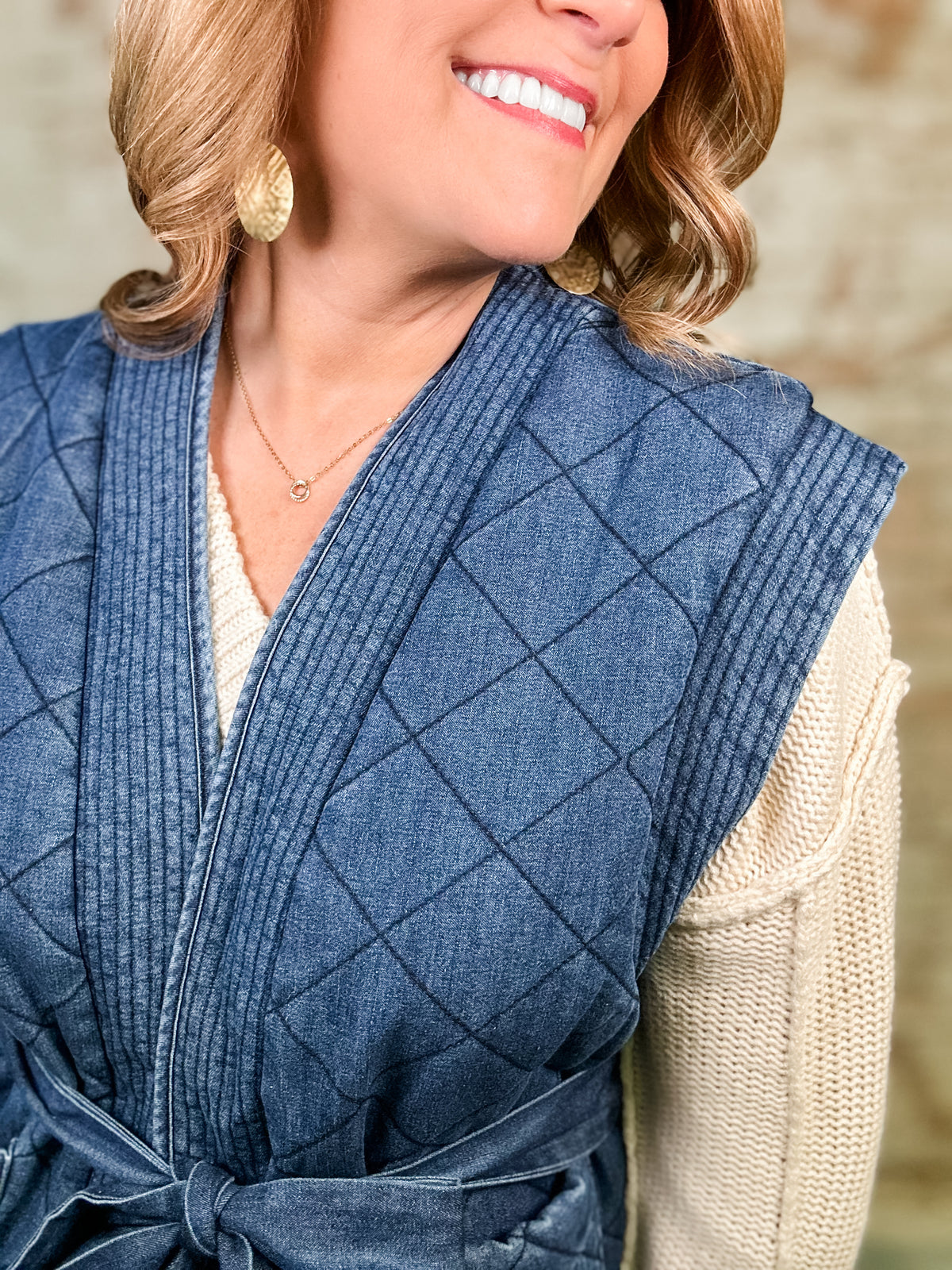 Carrie Denim Quilted Vest - FINAL SALE