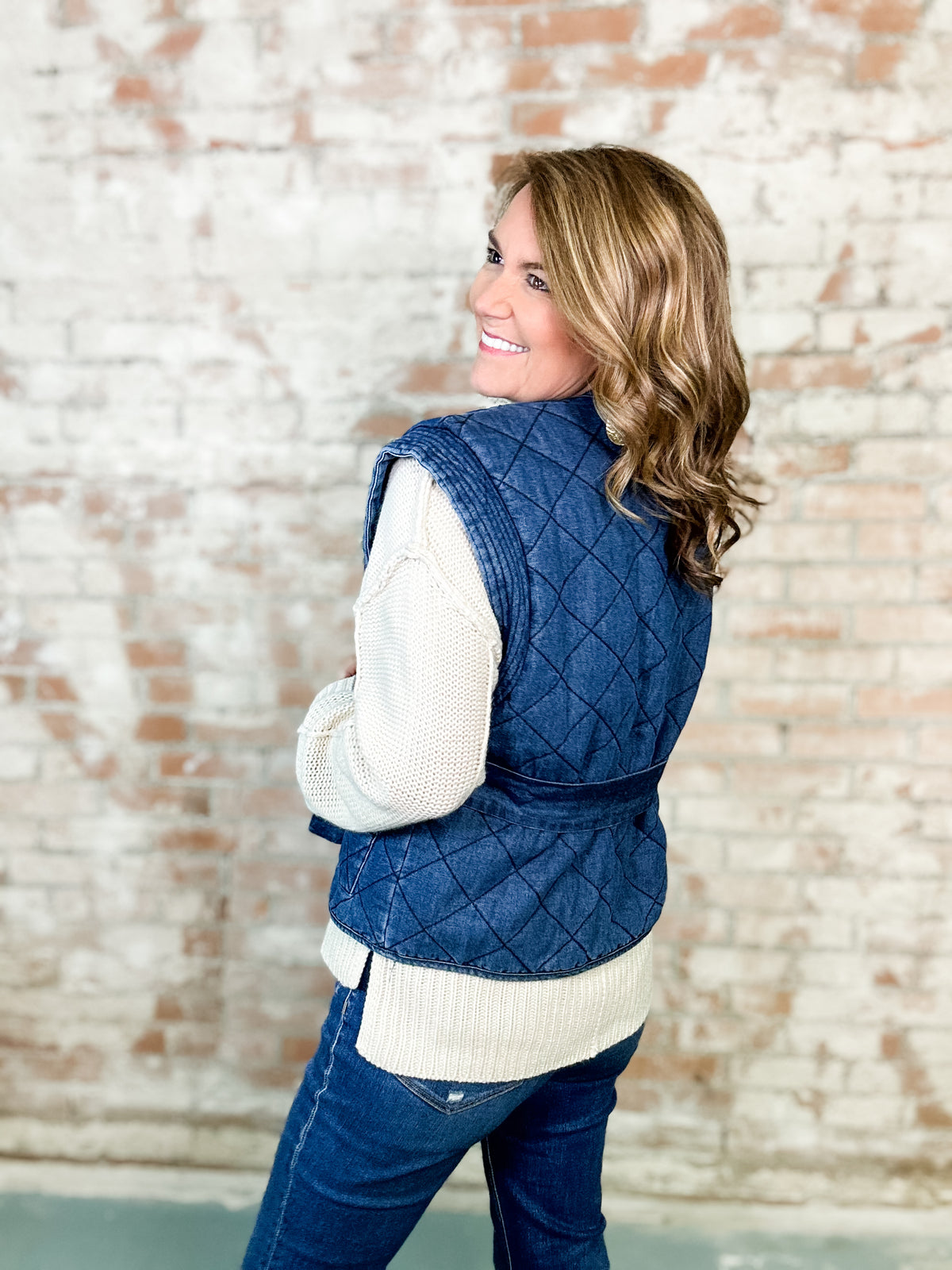 Carrie Denim Quilted Vest - FINAL SALE