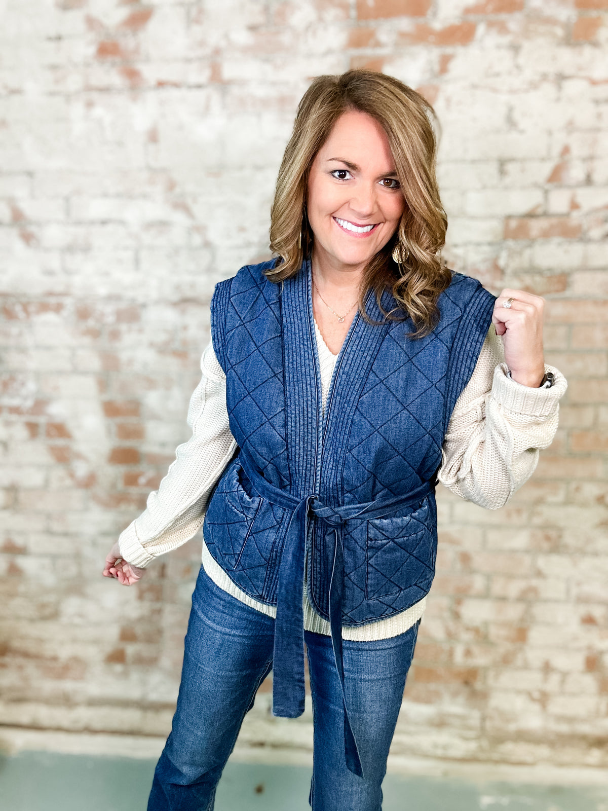Carrie Denim Quilted Vest - FINAL SALE