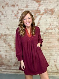 Piper Corduroy Pleated Dress