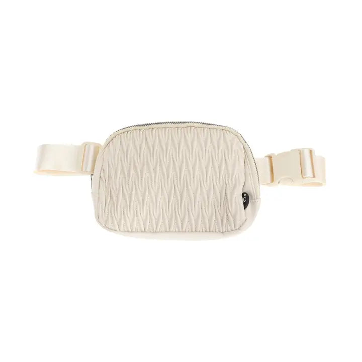 Pleated Faux Leather Belt Bag