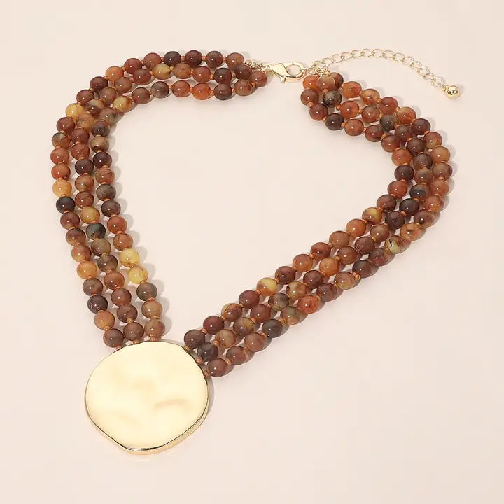 Bowie Disc Accent Beaded Necklace