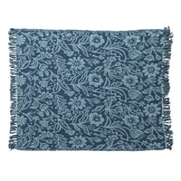 Blue Jacquard Floral Throw