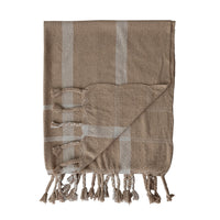 Natural Beige Woven Striped Throw