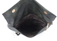 Helena Black Woven Flap Backpack