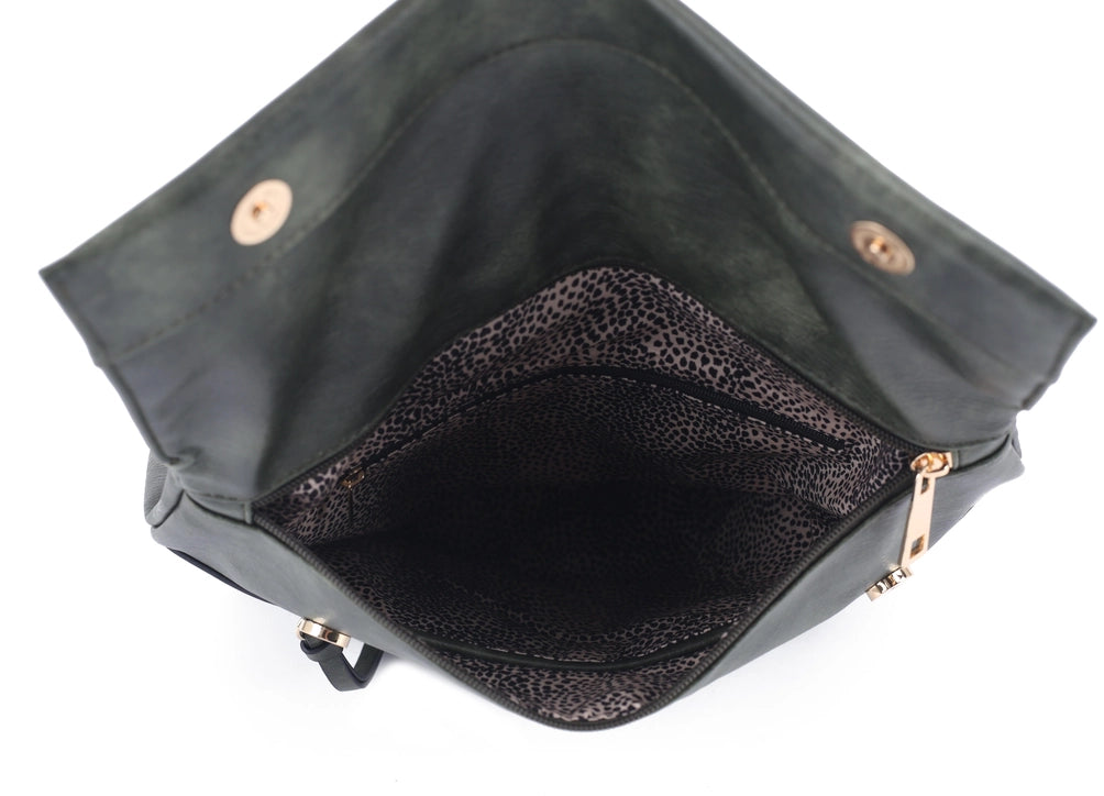 Helena Black Woven Flap Backpack